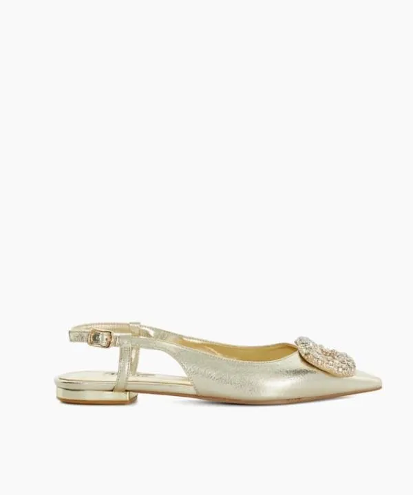 Dune London Flat Shoes Confidence Gold Solitaire Sling Back Flats Dune London Metallic 8211 Women Dune London Flat Shoes Confidence Gold Solitaire Sling Back Flats Dune London Metallic 8211 Women