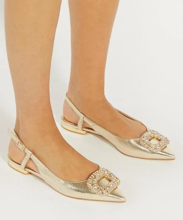 Dune London Flat Shoes Confidence Gold Solitaire Sling Back Flats Dune London Metallic 8211 Women Dune London Flat Shoes Confidence Gold Solitaire Sling Back Flats Dune London Metallic 8211 Women