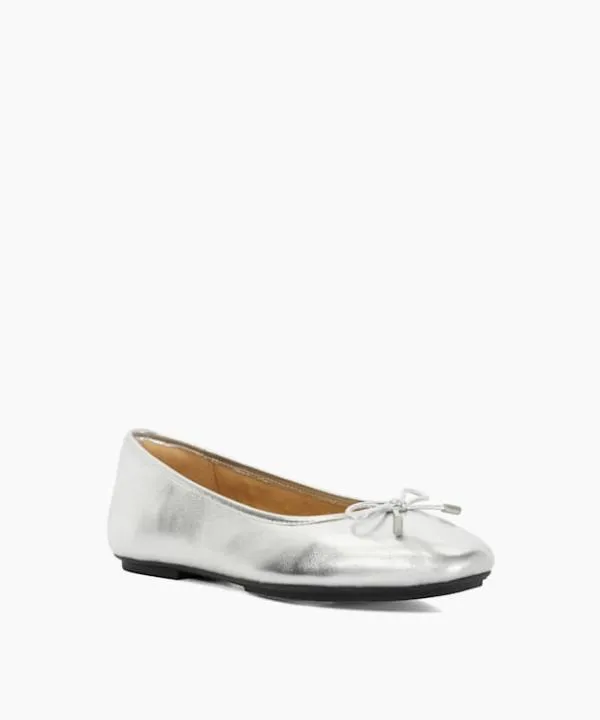 Dune London Flat Shoes Delicato Silver Bow Detail Ballet Flats Dune London Metallic 8211 Women
