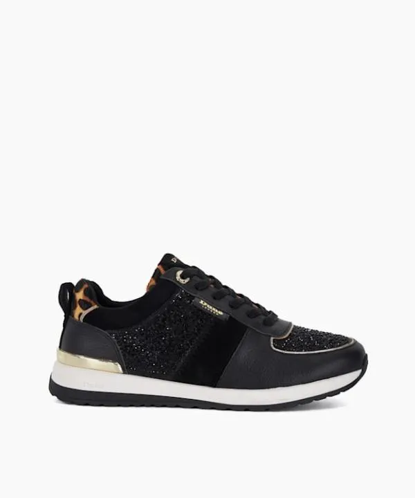 Dune London Flat Shoes Ego Black Glitter Detail Lace Up Trainers Dune London Black 8211 Women Dune London Flat Shoes Ego Black Glitter Detail Lace Up Trainers Dune London Black 8211 Women