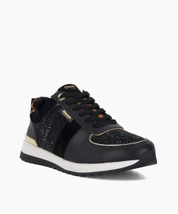 Dune London Flat Shoes Ego Black Glitter Detail Lace Up Trainers Dune London Black 8211 Women Dune London Flat Shoes Ego Black Glitter Detail Lace Up Trainers Dune London Black 8211 Women
