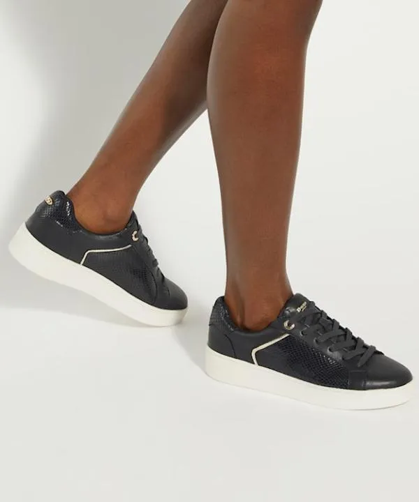 Dune London Flat Shoes Elli Navy Lace Up Chunky Flatform Trainers Dune London Blue 8211 Women