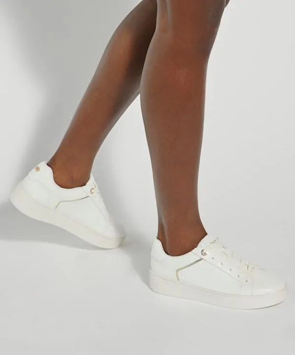 Dune London Flat Shoes Elli White Lace Up Chunky Flatform Trainers Dune London White 8211 Women
