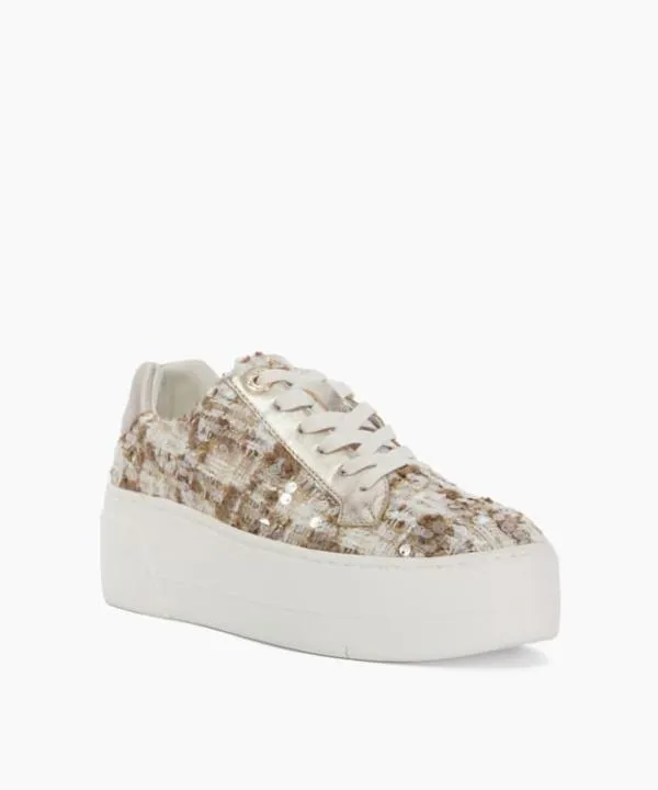 Dune London Flat Shoes Episode Beige Textured Sequin Lace Up Flatform Trainers Dune London Neutral 8211 Women Dune London Flat Shoes Episode Beige Textured Sequin Lace Up Flatform Trainers Dune London Neutral 8211 Women
