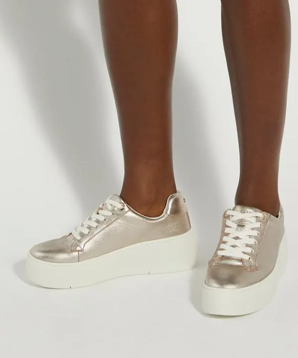 Dune London Flat Shoes Episode Gold Lace Up Flatform Trainers Dune London Metallic 8211 Women