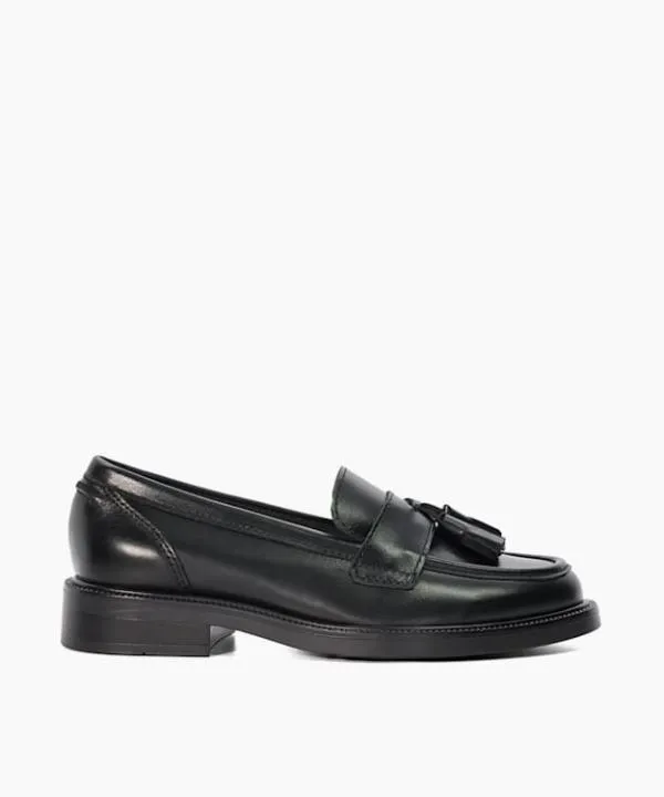 Dune London Flat Shoes Garda Black Leather Tassel Trim Loafers Dune London Black 8211 Women Dune London Flat Shoes Garda Black Leather Tassel Trim Loafers Dune London Black 8211 Women