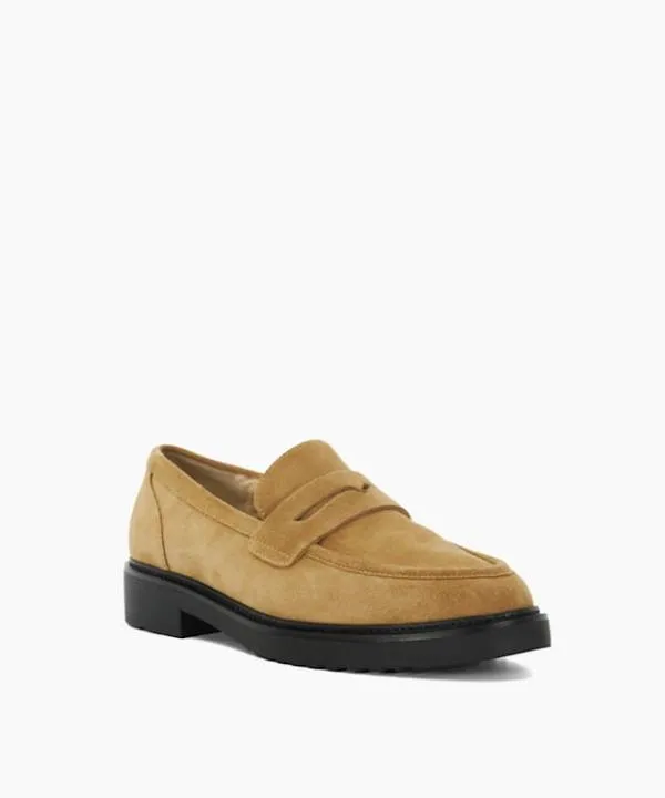 Dune London Flat Shoes Garfeld Tan Faux Fur Lined Loafers Dune London Brown 8211 Women