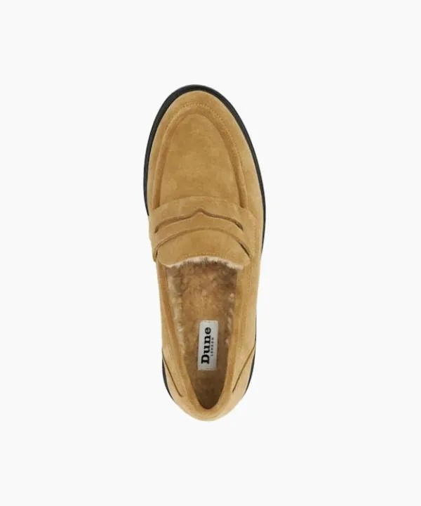 Dune London Flat Shoes Garfeld Tan Faux Fur Lined Loafers Dune London Brown 8211 Women