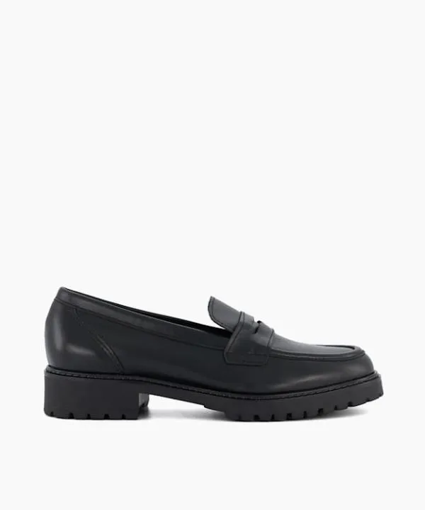 Dune London Flat Shoes Gild Black Wide Fit Leather Cleated Penny Loafers Dune London Black 8211 Women Dune London Flat Shoes Gild Black Wide Fit Leather Cleated Penny Loafers Dune London Black 8211 Women