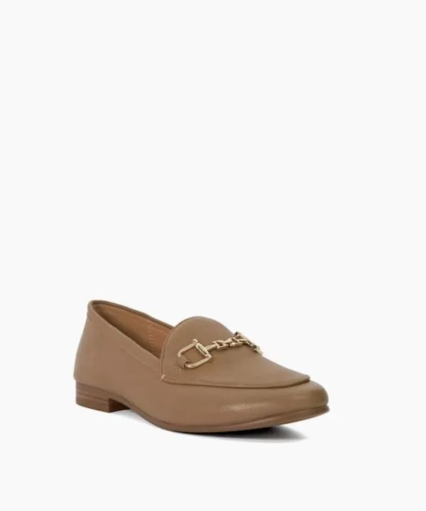 Dune London Flat Shoes Glair Caramel Almond Toe Buckle Detail Loafers Dune London Brown 8211 Women