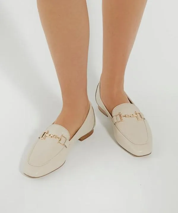 Dune London Flat Shoes Glair Ecru Snaffle Trim Loafers Dune London Neutral 8211 Women