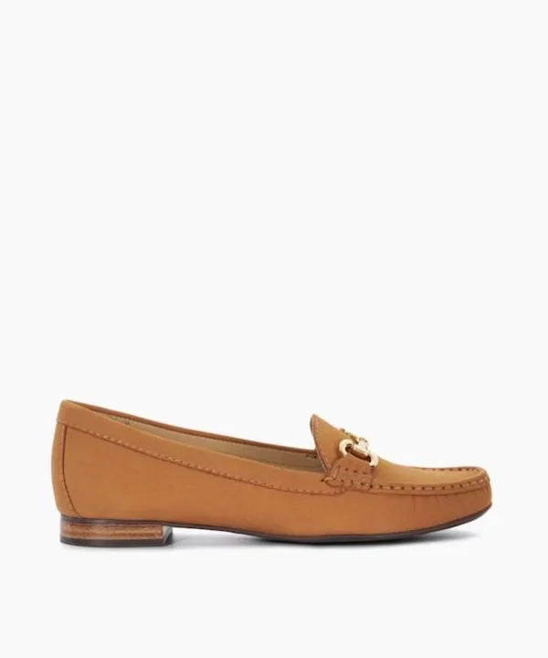 Dune London Flat Shoes Glenniee Tan Suede Snaffle Trim Loafers Dune London Brown 8211 Women