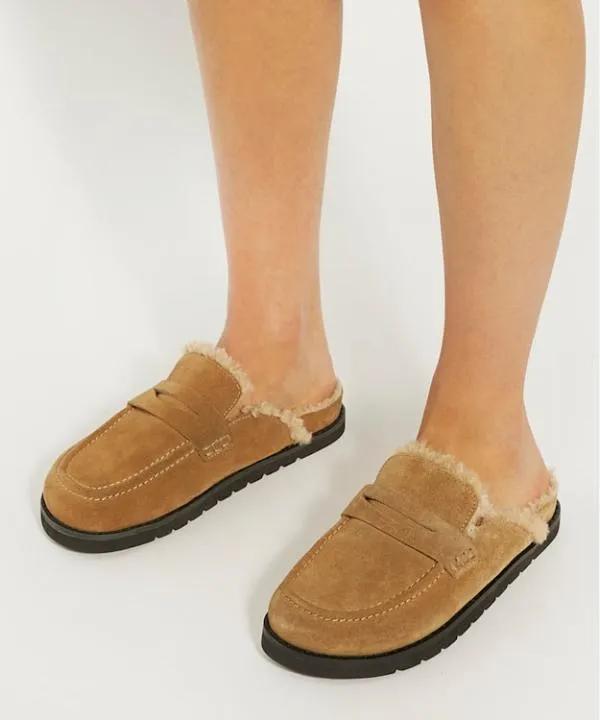 Dune London Flat Shoes Goldy Sand Faux Shearling Lined Backless Mule Suede Loafers Dune London Neutral 8211 Women Dune London Flat Shoes Goldy Sand Faux Shearling Lined Backless Mule Suede Loafers Dune London Neutral 8211 Women