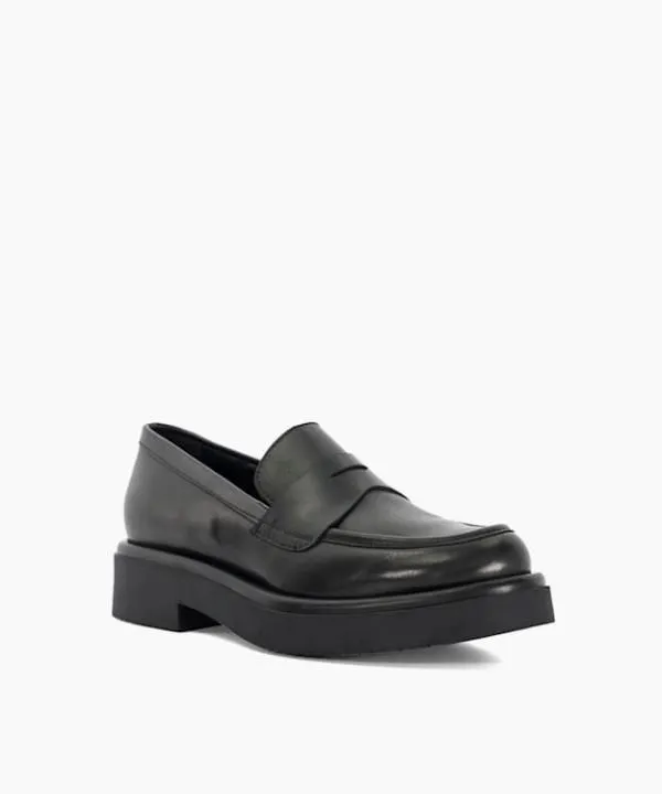 Dune London Flat Shoes Goodluck Black Leather Chunky Penny Loafer Dune London Black 8211 Women