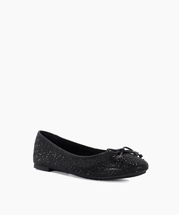 Dune London Flat Shoes Hallo Black Gem Embellished Ballerina Pumps Dune London Black Synthetic 8211 Women
