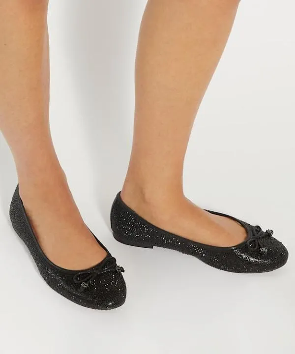 Dune London Flat Shoes Hallo Black Gem Embellished Ballerina Pumps Dune London Black Synthetic 8211 Women