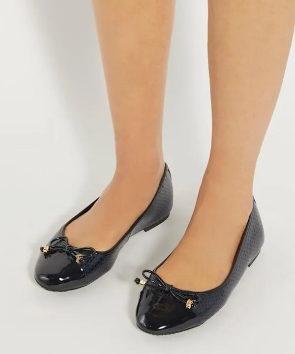 Dune London Flat Shoes Hallo Navy CharmDetail Ballet Shoes Dune London Blue Synthetic 8211 Women