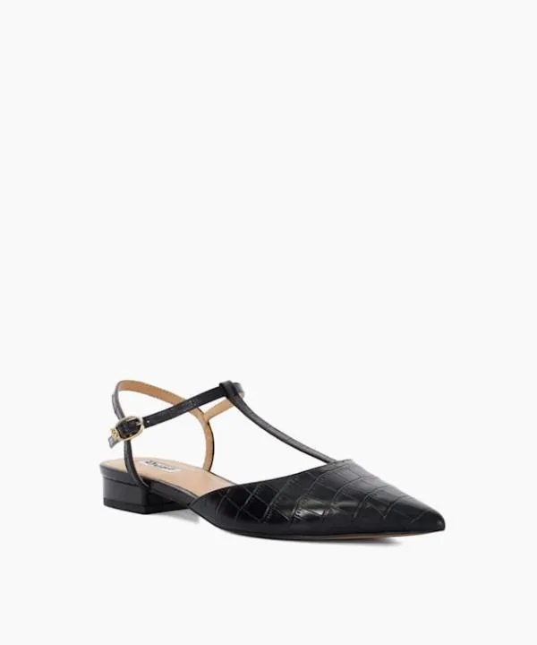 Dune London Flat Shoes Harler Black Pointed Toe TBar Flats Dune London Black 8211 Women