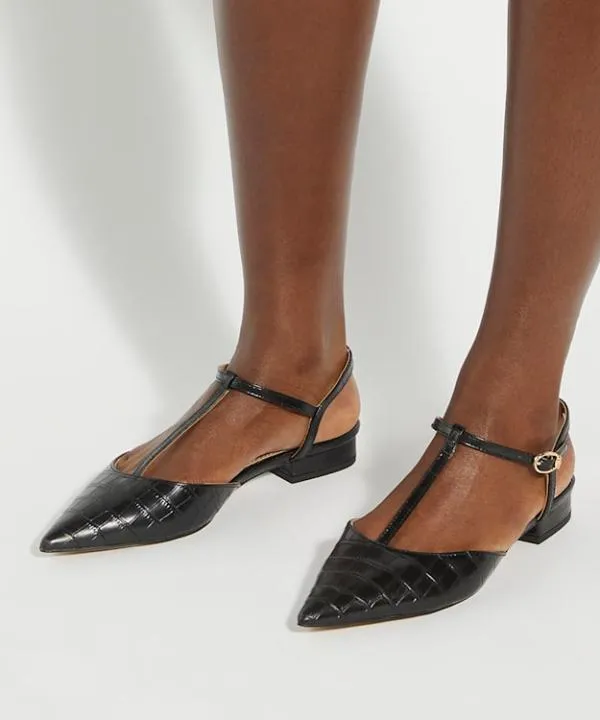 Dune London Flat Shoes Harler Black Pointed Toe TBar Flats Dune London Black 8211 Women