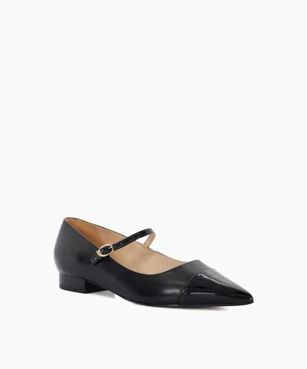 Dune London Flat Shoes Hastie Black Toe Cap Pointed Mary Jane Flats Dune London Black 8211 Women