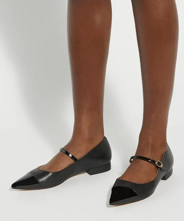 Dune London Flat Shoes Hastie Black Toe Cap Pointed Mary Jane Flats Dune London Black 8211 Women