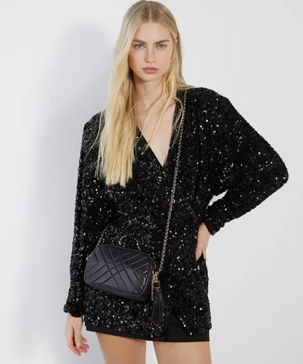 Dune London Handbags Chancery Black Premium Collection Quilted Camera Bag Dune London Black Leather 8211 Women