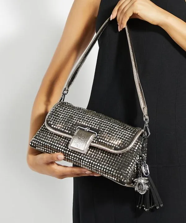 Dune London Handbags Chelsea Pewter Premium Collection Leather Shoulder Bag Dune London Metallic 8211 Women