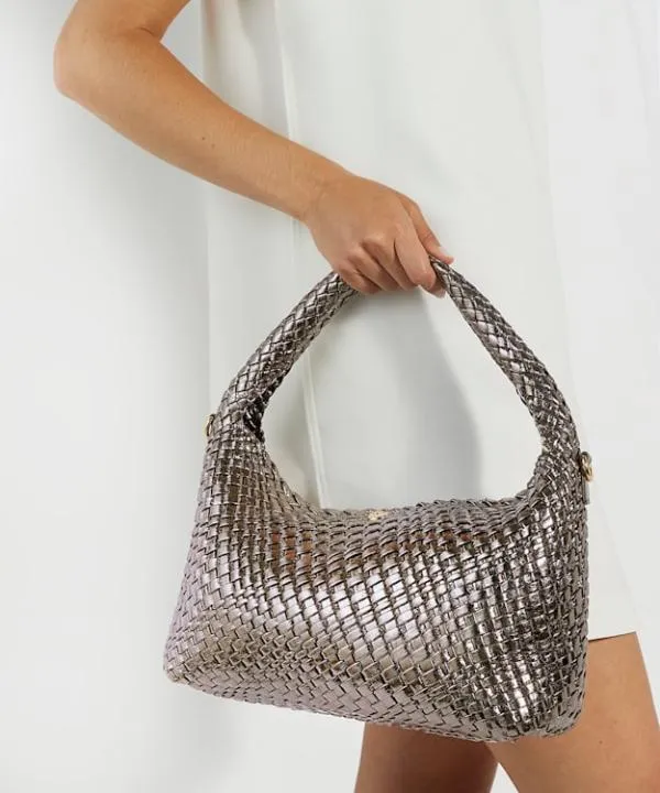 Dune London Handbags Deliberate Pewter Woven Shoulder Bag Dune London Metallic 8211 Women Dune London Handbags Deliberate Pewter Woven Shoulder Bag Dune London Metallic 8211 Women