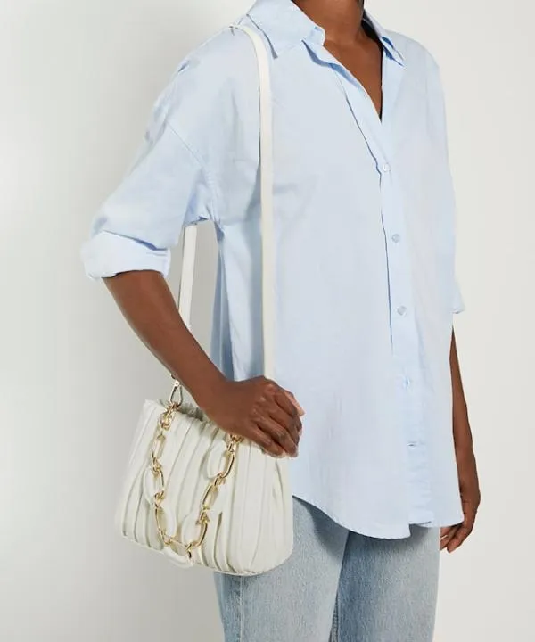 Dune London Handbags Dinidominie White Small Pleated ChainHandle Slouch Bag Dune London White 8211 Women