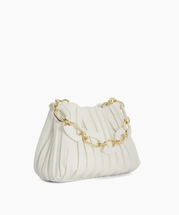 Dune London Handbags Dinidominie White Small Pleated ChainHandle Slouch Bag Dune London White 8211 Women