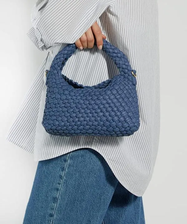 Dune London Handbags Dinkydeliberate Blue Small Woven Shoulder Bag Dune London Blue 8211 Women