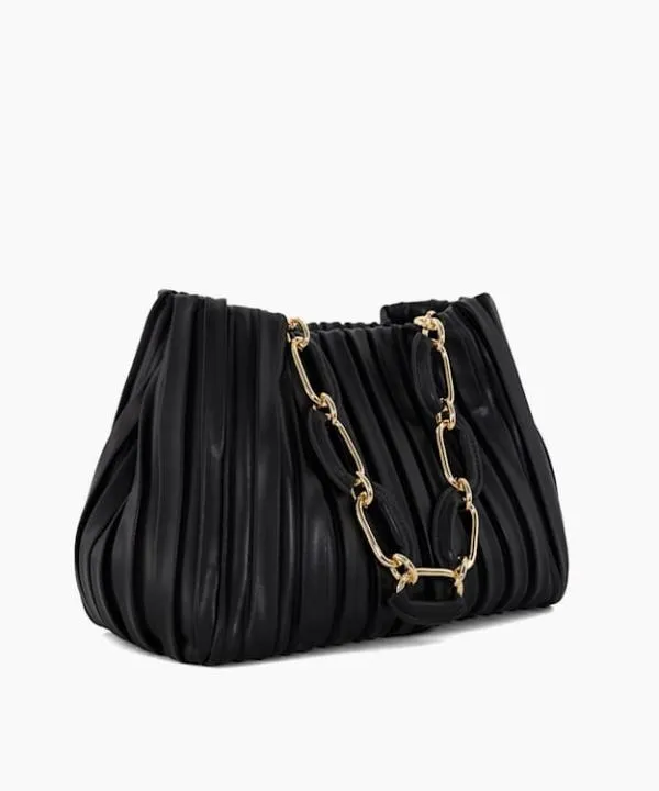 Dune London Handbags Dominie Black Medium Pleated ChainHandle Slouch Bag Dune London Black 8211 Women