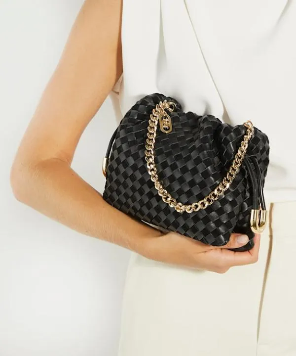 Dune London Handbags Primrose S Black Small Drawstring Woven Leather Bag Dune London Black 8211 Women Dune London Handbags Primrose S Black Small Drawstring Woven Leather Bag Dune London Black 8211 Women