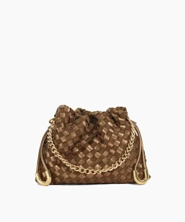 Dune London Handbags Primrose S Bronze Small Drawstring Woven Leather Bag Dune London Metallic 8211 Women Dune London Handbags Primrose S Bronze Small Drawstring Woven Leather Bag Dune London Metallic 8211 Women