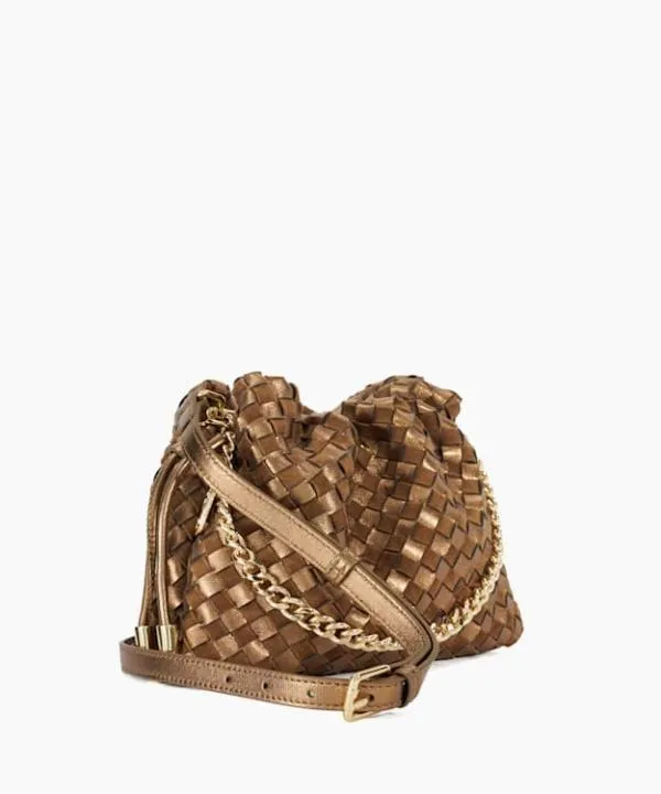 Dune London Handbags Primrose S Bronze Small Drawstring Woven Leather Bag Dune London Metallic 8211 Women Dune London Handbags Primrose S Bronze Small Drawstring Woven Leather Bag Dune London Metallic 8211 Women