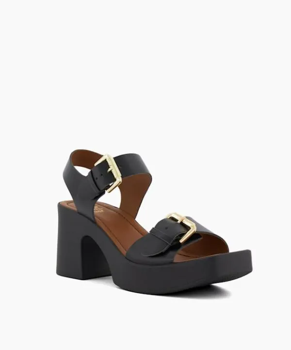 Dune London Heeled Sandals Jenies Black Leather Platform Sandals Dune London Black 8211 Women
