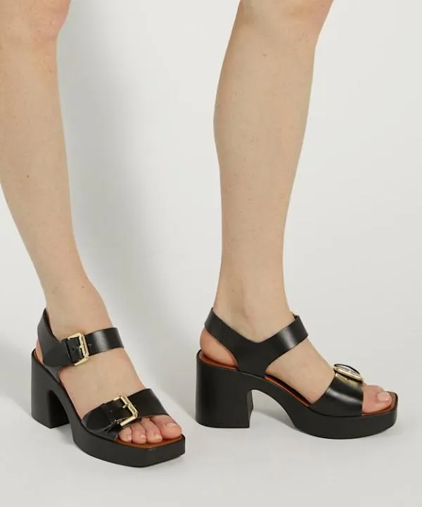 Dune London Heeled Sandals Jenies Black Leather Platform Sandals Dune London Black 8211 Women
