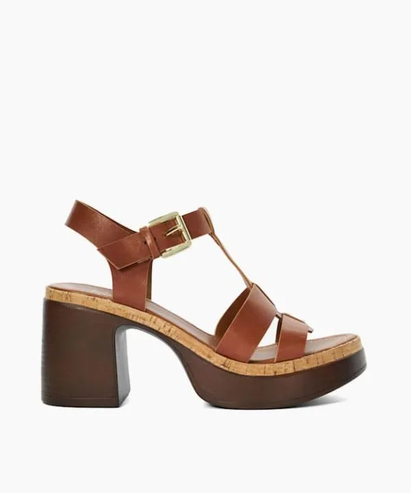 Dune London Heeled Sandals Jungle Tan Stacked Platform Heels Dune London Brown 8211 Women Dune London Heeled Sandals Jungle Tan Stacked Platform Heels Dune London Brown 8211 Women