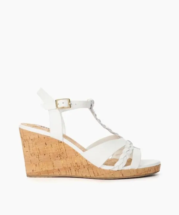 Dune London Heeled Sandals Koali White Wide Fit Plaited Leather Cork Wedge Sandals Dune London White 8211 Women Dune London Heeled Sandals Koali White Wide Fit Plaited Leather Cork Wedge Sandals Dune London White 8211 Women