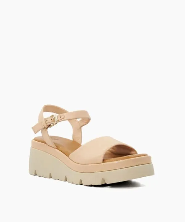 Dune London Heeled Sandals Komodo Blush Leather Wedge Heeled Sandals Dune London Pink 8211 Women