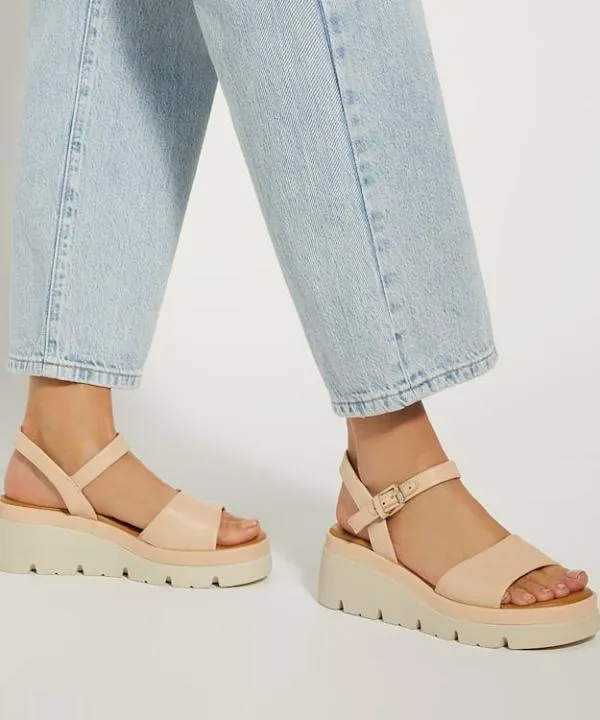 Dune London Heeled Sandals Komodo Blush Leather Wedge Heeled Sandals Dune London Pink 8211 Women
