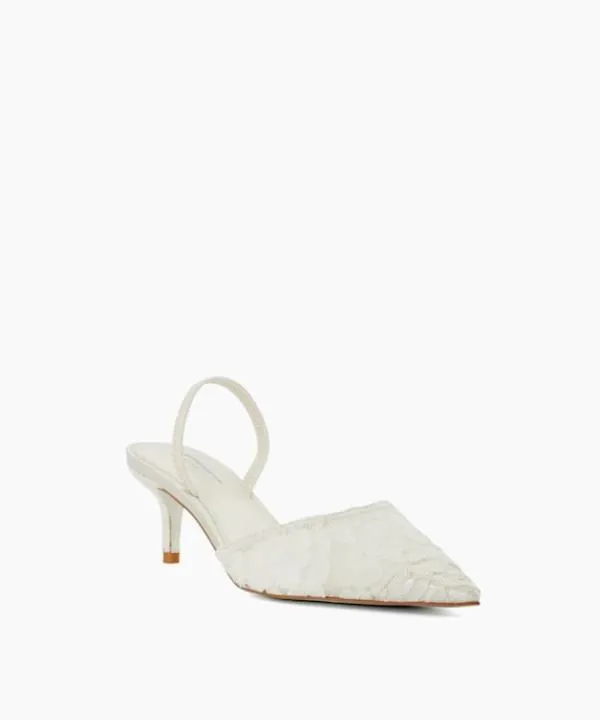 Dune London Heels Compassion Ivory Floral Lace Kitten Heel Wedding Slingbacks Dune London White 8211 Women