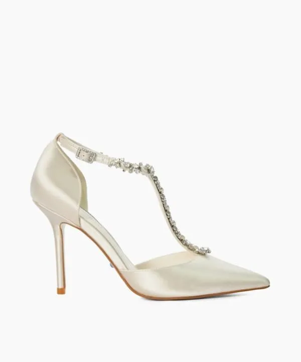 Dune London Heels Devotional Ivory Diamante Embellished TBar Wedding Shoes Dune London White 8211 Women Dune London Heels Devotional Ivory Diamante Embellished TBar Wedding Shoes Dune London White 8211 Women