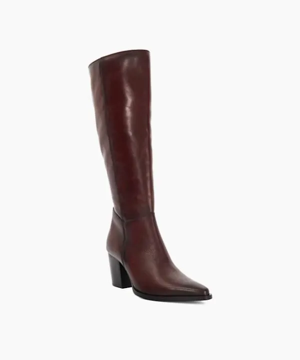 Dune London Knee High Boots Silahs Burgundy Leather Western Knee High Boots Dune London Red 8211 Women