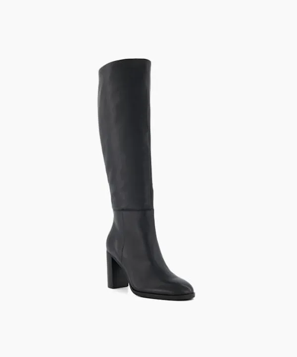 Dune London Knee High Boots Sisily Black BlockHeeled Leather KneeHigh Boots Dune London Black 8211 Women