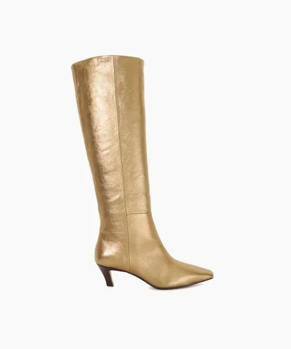 Dune London Knee High Boots Slink Gold Knee High Low Heel Boots Dune London Metallic 8211 Women Dune London Knee High Boots Slink Gold Knee High Low Heel Boots Dune London Metallic 8211 Women