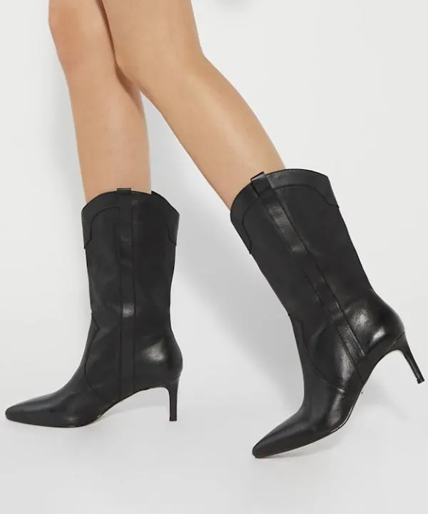Dune London Knee High Boots Sour Black Pointed Toe Mid Calf Western Boots Dune London Black 8211 Women Dune London Knee High Boots Sour Black Pointed Toe Mid Calf Western Boots Dune London Black 8211 Women