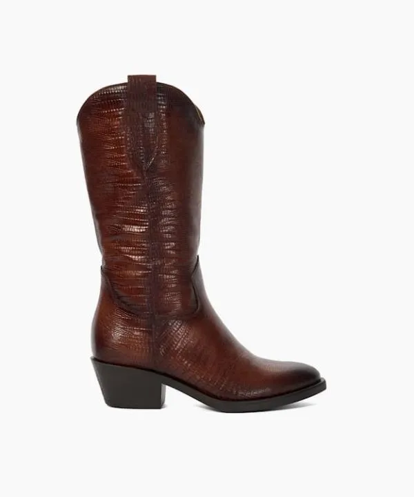 Dune London Knee High Boots Tangle Brown Mid Height ReptileEffect Western Boots Dune London Brown 8211 Women Dune London Knee High Boots Tangle Brown Mid Height ReptileEffect Western Boots Dune London Brown 8211 Women