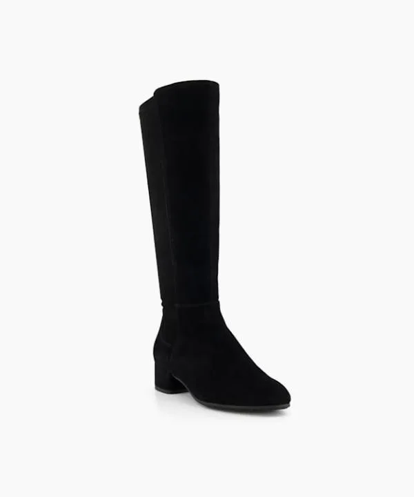 Dune London Knee High Boots Tayla Black StretchSuede KneeHigh Boots Dune London Black Suede 8211 Women