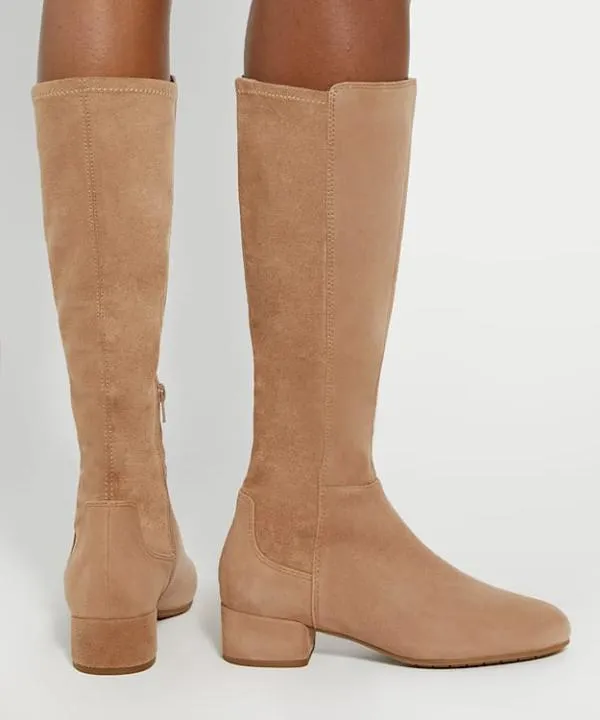 Dune London Knee High Boots Tayla Caramel StretchSuede KneeHigh Boots Dune London Brown 8211 Women